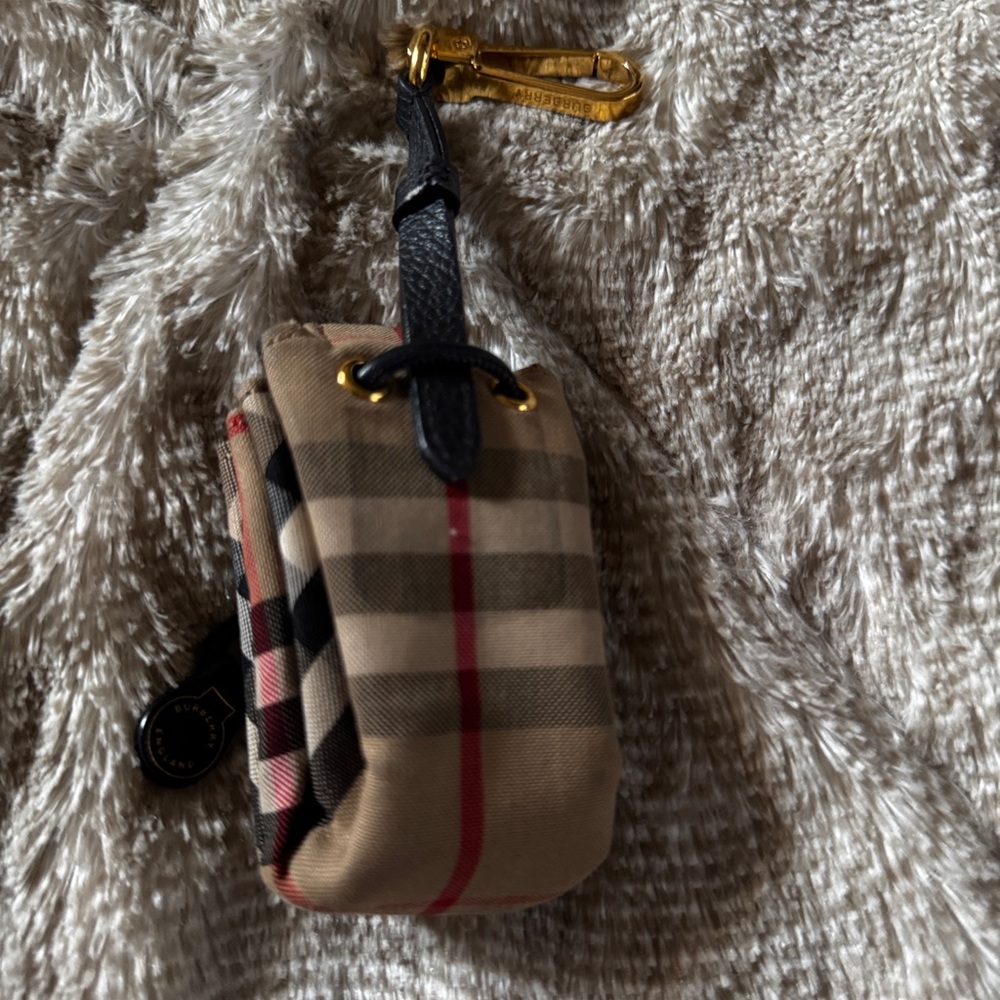Burberry Haymarket Purse Charm Pouch - Beige and Black